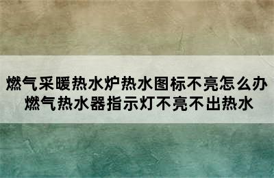 燃气采暖热水炉热水图标不亮怎么办 燃气热水器指示灯不亮不出热水